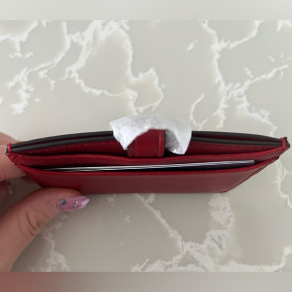 Ralph Lauren Ski Polo Bear Burgundy 5 Slot Card Holder Wallet RARE - Picture 5 of 8